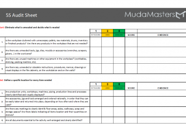 MudaMasters 5S audit Form