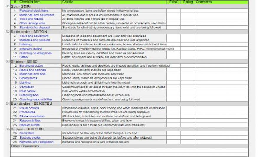 5s Audit Form